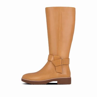 Fitflop Knot Leather Knee High - Stiefel Damen - Senfgelb (TSB214657)